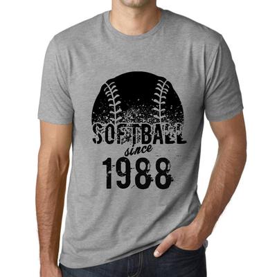 Men's T-Shirt Graphic Softball Since 1988 Gris Chine