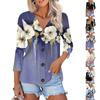 Women's Fashion Casual Printing Button-down Shirt 3/4 Long Sleeve Tops