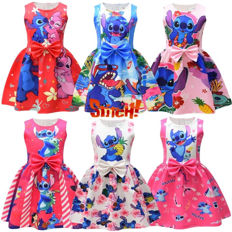 2023 New Arrival Starry Baby Lilo And Stitch Girls Dress, Cartoon Style, A-line Skirt