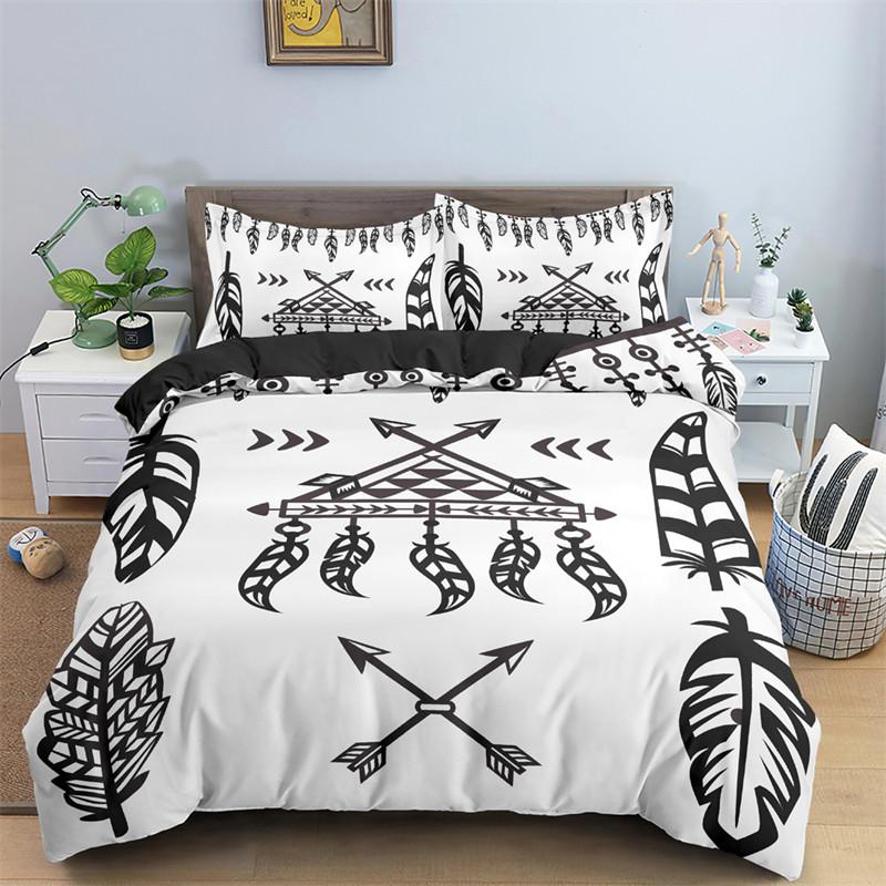 Dreamcatcher Duvet Cover Microfiber Feather Bedding Set Single Twin King For Girl Teen Adult Bedroom Geometric White Quilt Cover