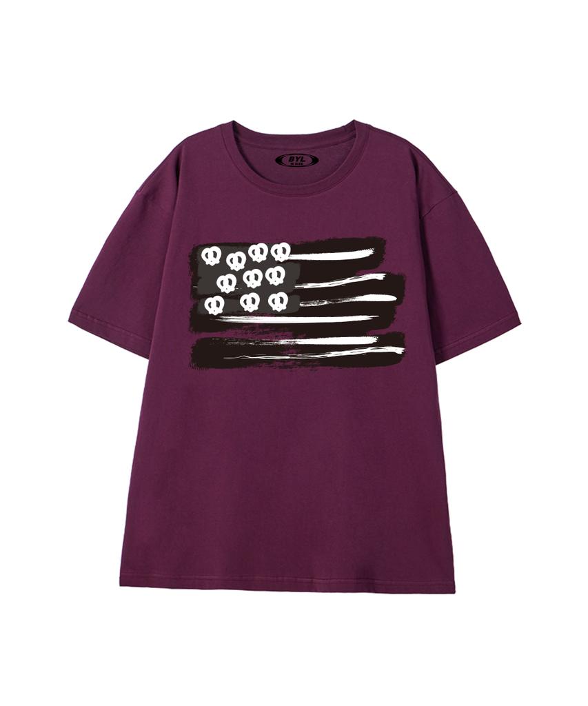 BY.L Pretzel Flag Short Sleeve T-Shirt Wine