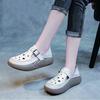 Retro Bag Head Sandals Women's Summer Wear New Fashionable Soft Leather Thick-soled Breathable Hollow Two Hole Shoes