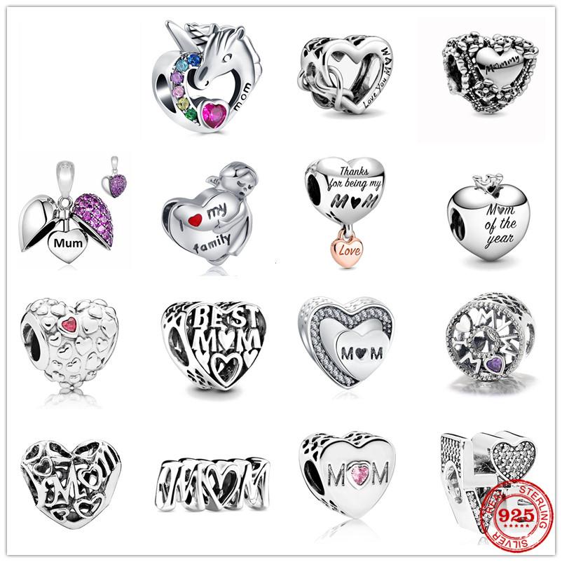 Neastamor Люблю тебя, мама, шарм-бусина в форме сердца, подходит для оригинального браслета, серебро 925 пробы, изготовление модных DIY украшений для женщин, подарок