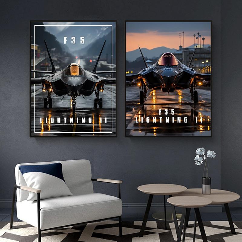 Modern Military Airplane F35 Fighter Lightning Jet Starting Poster Fighter Fly Canvas Painting Wall Art Living Room Home Decor
