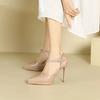 Spring New T-straps High Heel Leather Sole Pointed Party Women's Sandals Ladies Thin Heels Pumps Women Shoes