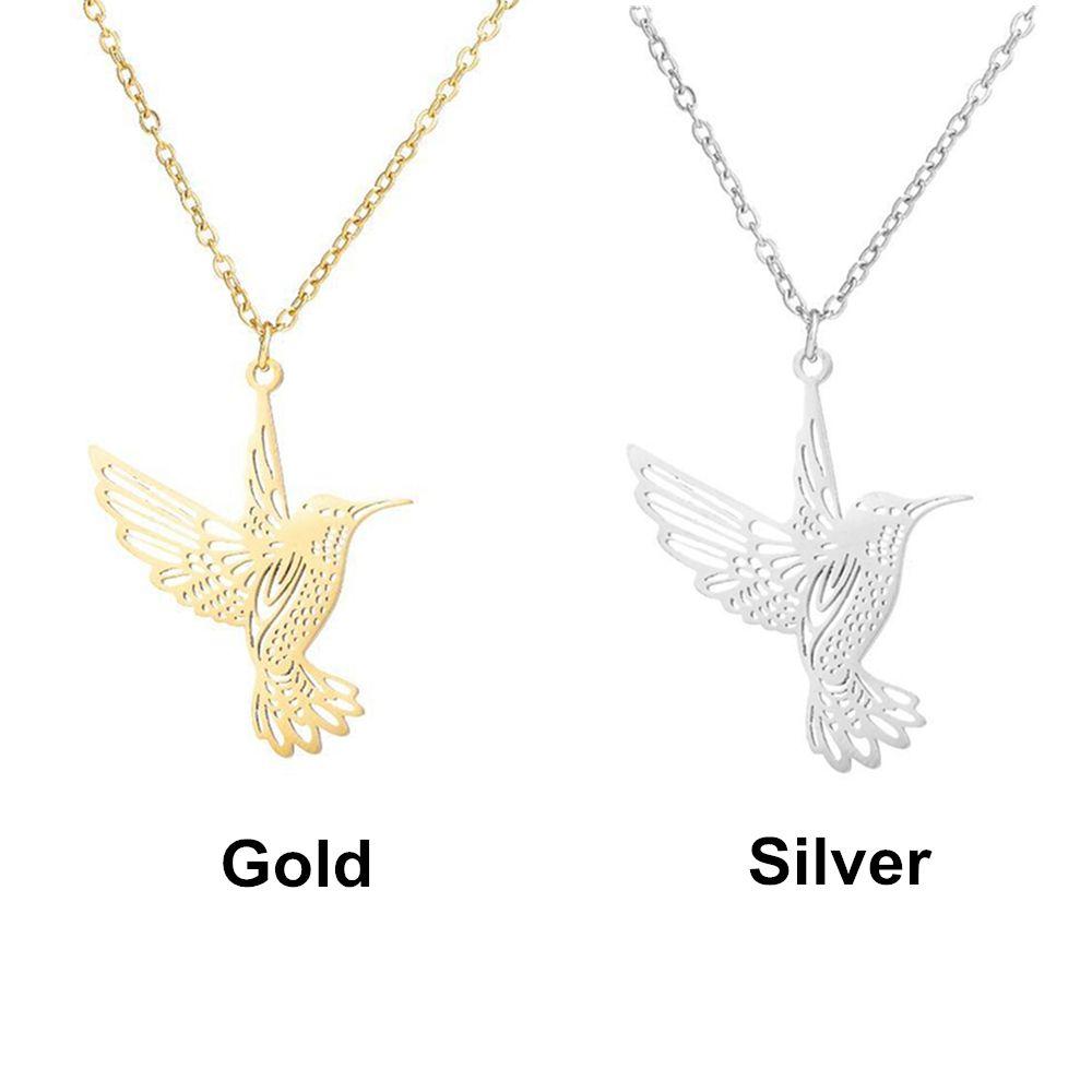 Подарочное серебряное золото из нержавеющей стали для мужчин ожерелье с изображением колибри подвеска в виде птицы