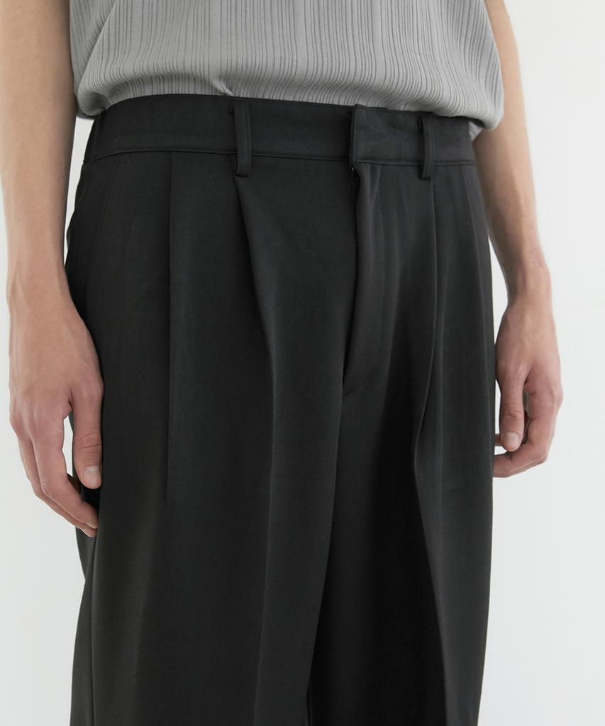 TRIP LE SENS Light Double-Pleated Wide Slacks _Pure Gray