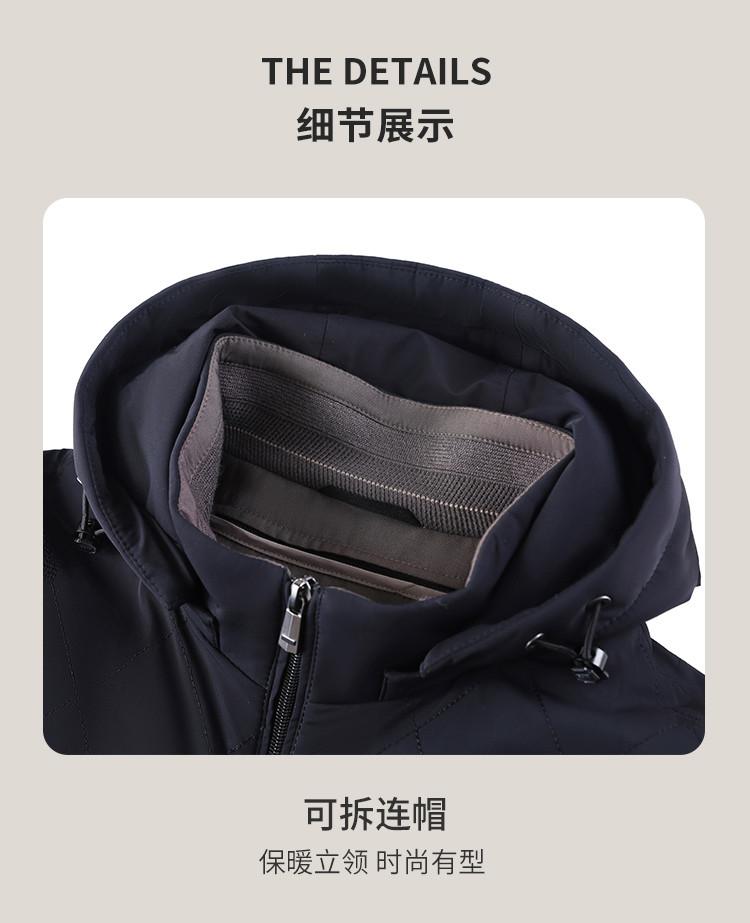 Wool filled&detachable inner lining hooded casual jacket men's winter thick warm jacket