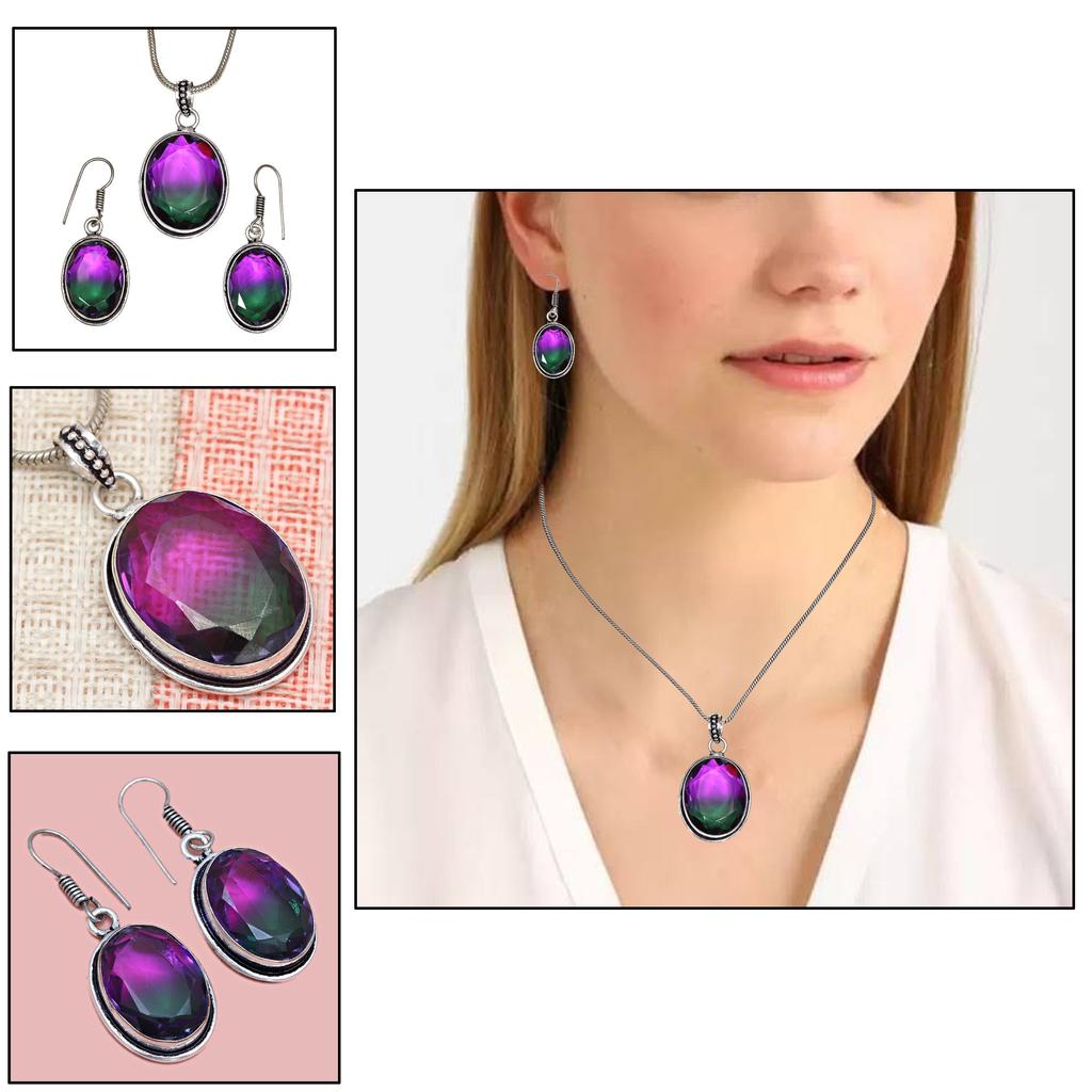 Bio-Tourmaline Quartz Jewelry Set 18-20'' Handmade For Womens Unisex New