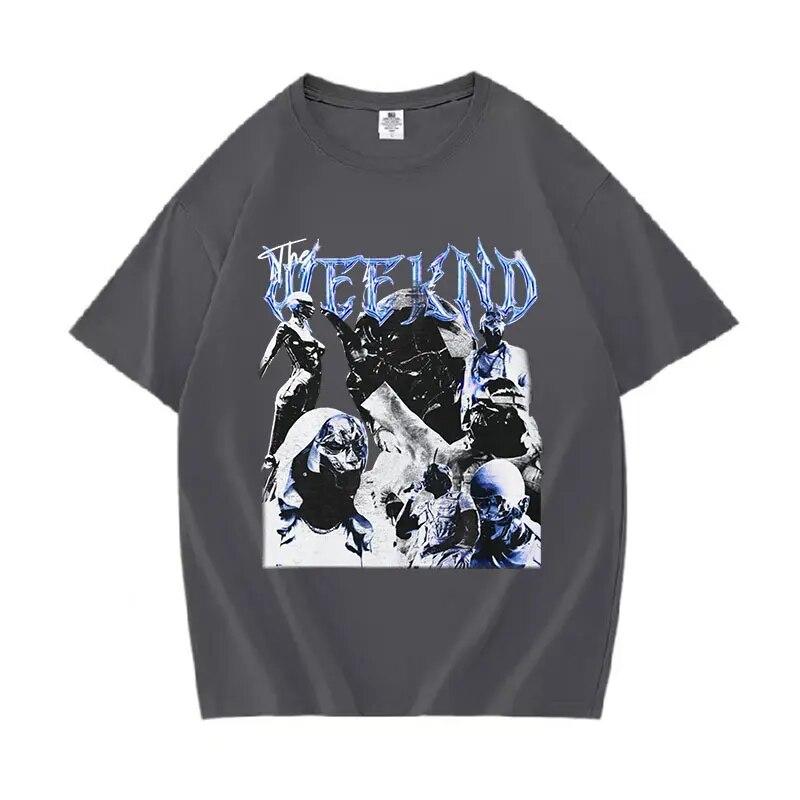 Винтажная футболка с рисунком Singer The Weeknd, унисекс, хип-хоп, готическая футболка с короткими рукавами, унисекс, большие футболки из 100% хлопка, уличная одежда