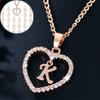 European & American Zircon Heart Pendant Necklace with 26 Letters