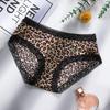 Женские прозрачные трусики-стринги с леопардовым принтом и кружевной отделкой