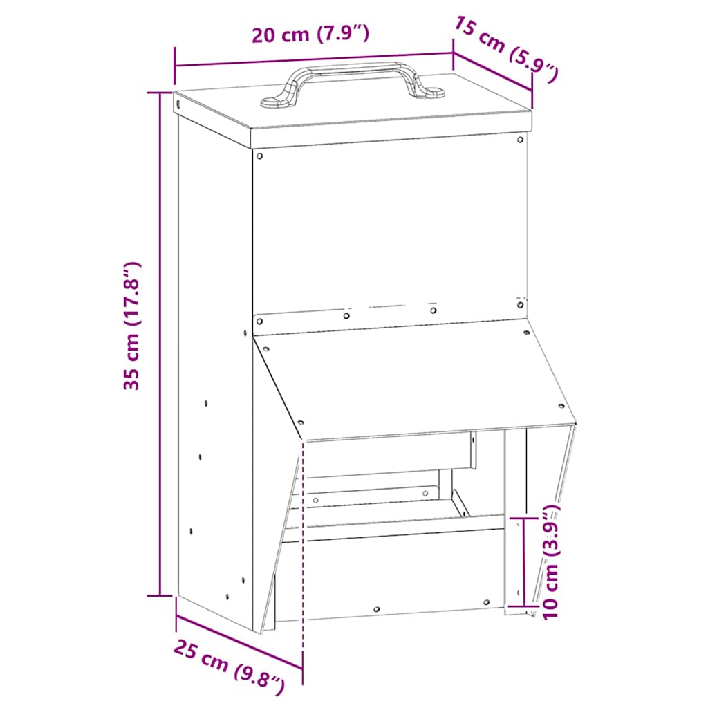 Chicken Feeder Olive Green 20 x 25 x 35 cm Cold Rolled Steel