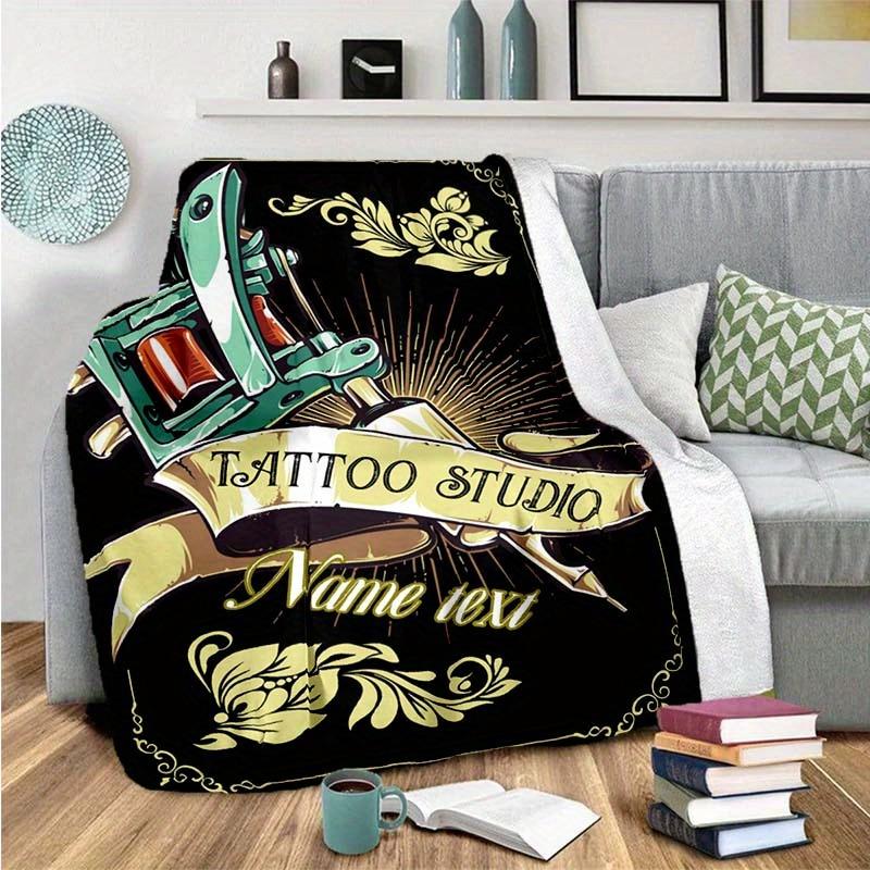 Tattoo Studio Customized Your Name Blanket Warm Comfortable Soft Blanket For Chair Office Sofa Bed Sofa Office Camping Suitable For Gifting Relatives
