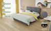 Modern Upholstered Bed with Comfortable Headboard, 160x200 cm, Grey, Multi-Functional Bedroom Furniture, High-Profile Storage Base, Included mattress.