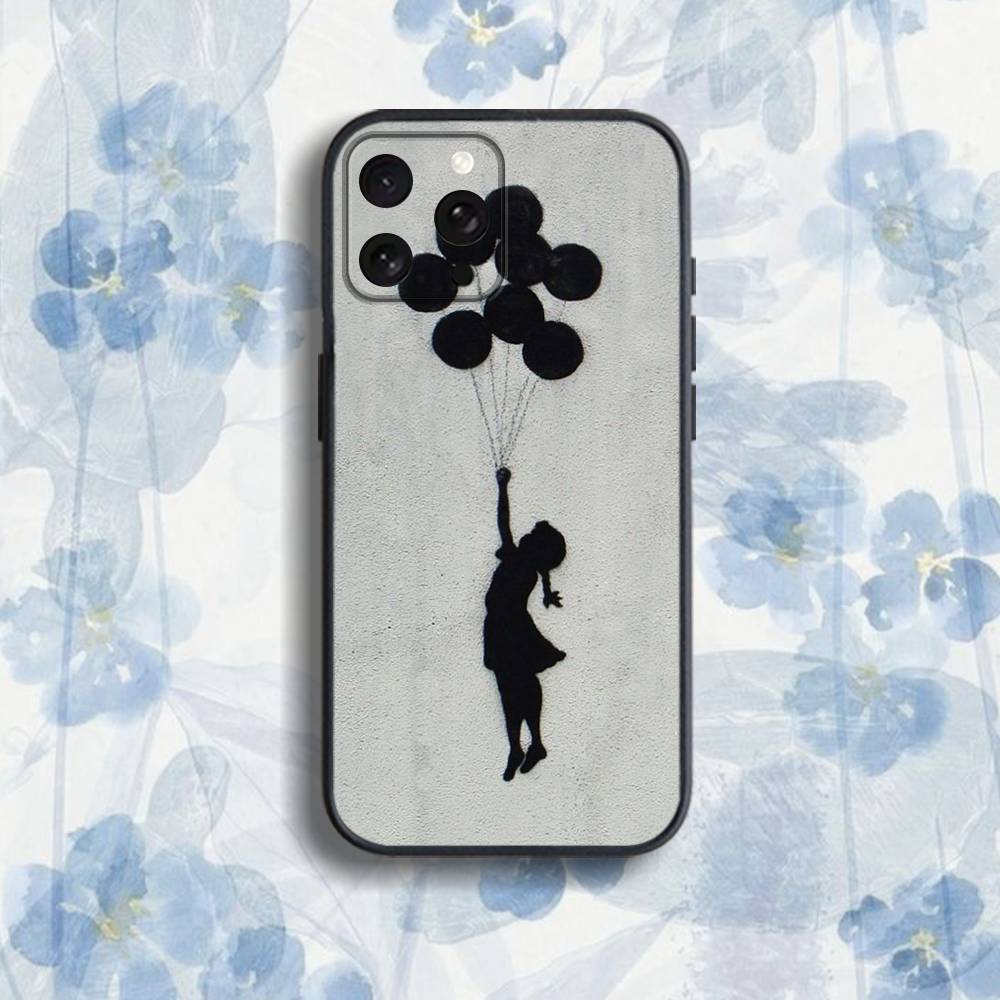 G-Graffiti A-Artist Banksy-S Phone Case For iPhone 17,16,15,14,13,12,Pro,Max,Plus,E,SE4,Air,Mini Black Soft Box