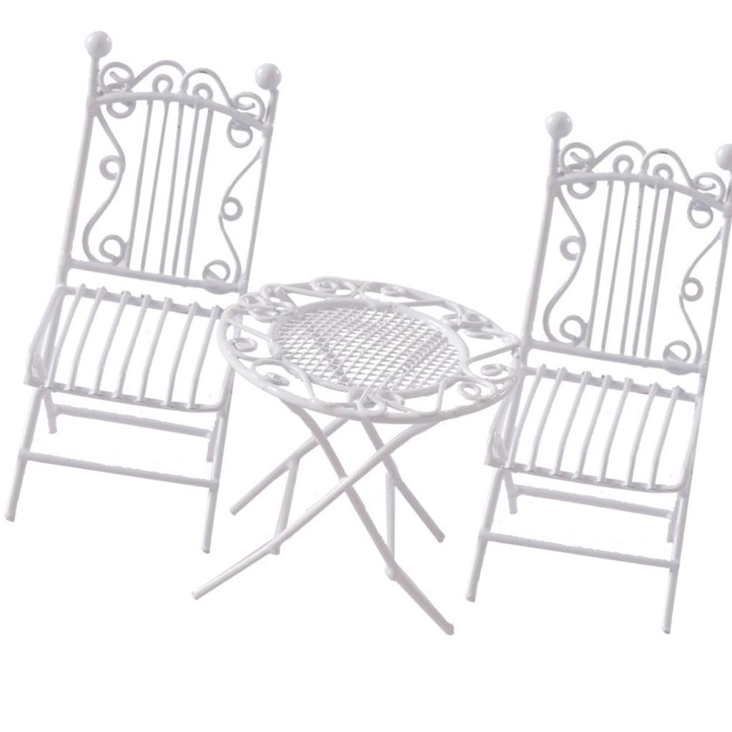 Миниатюрный набор из железа 3 в 1: стол и стулья для кукольного домика 1/12, декор, крафт-проект и садовые аксессуары для экспозиции