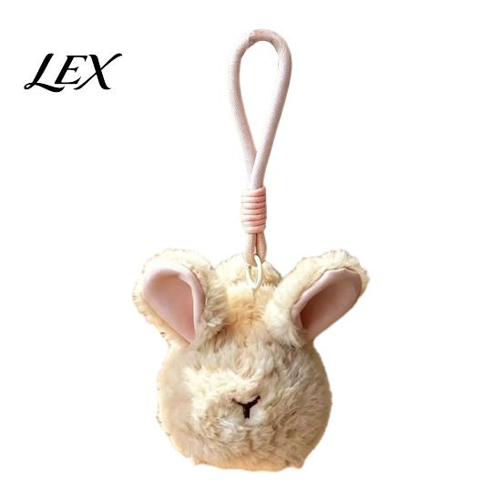 Cute Bag Charm Plush Animal Keychain, Soft Stuffed Pendant with Braided Cord, Round Small Gift for Kids Bunny Sheep Backpack, Decorative Mini