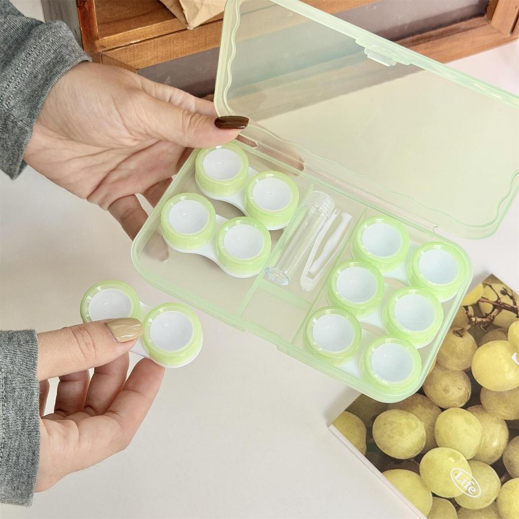 New Large-Capacity Contact Lens Box PVC Contact Lens Storage Box Morandi Color Contact Lens Companion Box Nursing Box