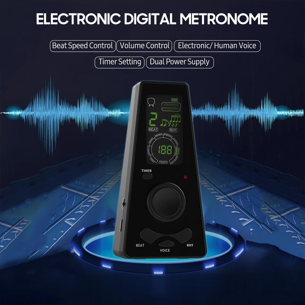 Electronic Digital Metronome with Timer Universal Electronic Metronome with Volume and Beat Speed