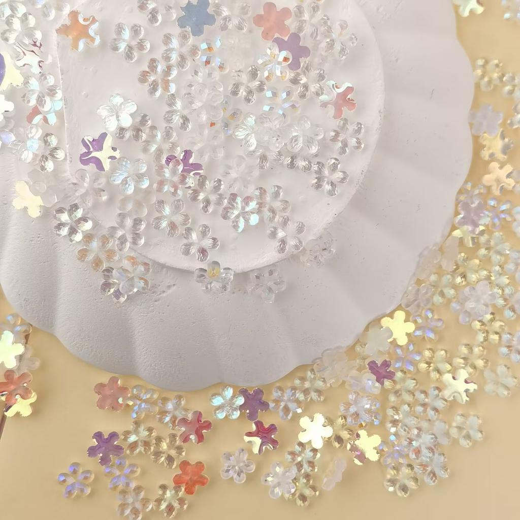 1000pcs Resin Mini Colorful Flower Nail Art Flatback Stone DIY Bow Scrapbook Christmas Decor Accessories Crafts