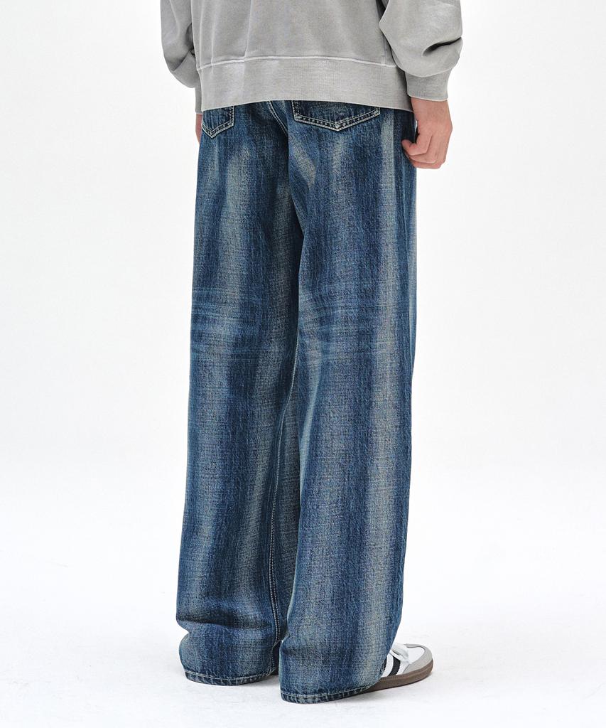 DECET Stripe Bleach Wide Jeans Dcpt049Blueb