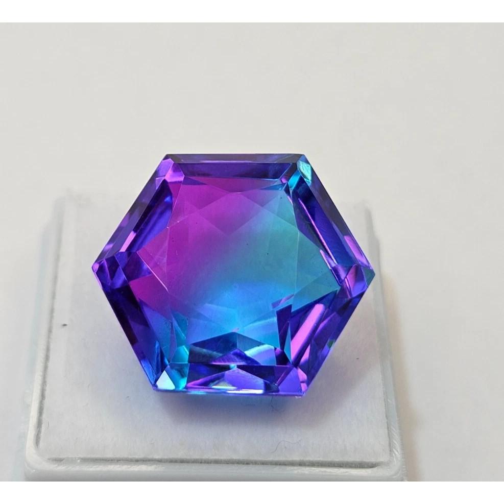 20+ Ct Natural Tourmaline Bi-Color Hexagon Cut Fabulous Certified Gemstone