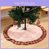 Beautiful Christmas Tree Skirt With Snowflake Lettering And Rustic Burlap Checkered Edging Ideal For Holiday Decorations