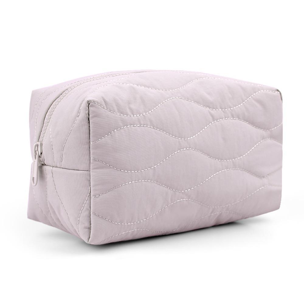 Portable Puffy Padded Travel Cosmetic Bag Solid Color Wide-open Makeup Bag Makeup Organizer Case Large Capacity Toiletry Bag