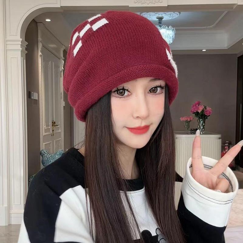 Шапки женские осенне-зимние послеродовые шапки большая окружность головы в западном стиле вязаные шапки из пряжи теплые защитные наушники рукава холодные шапки