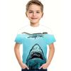 Футболка с 3D-принтом акулы, с коротким рукавом, с круглым вырезом, дышащий летний спортивный повседневный топ, детские футболки для мальчика
