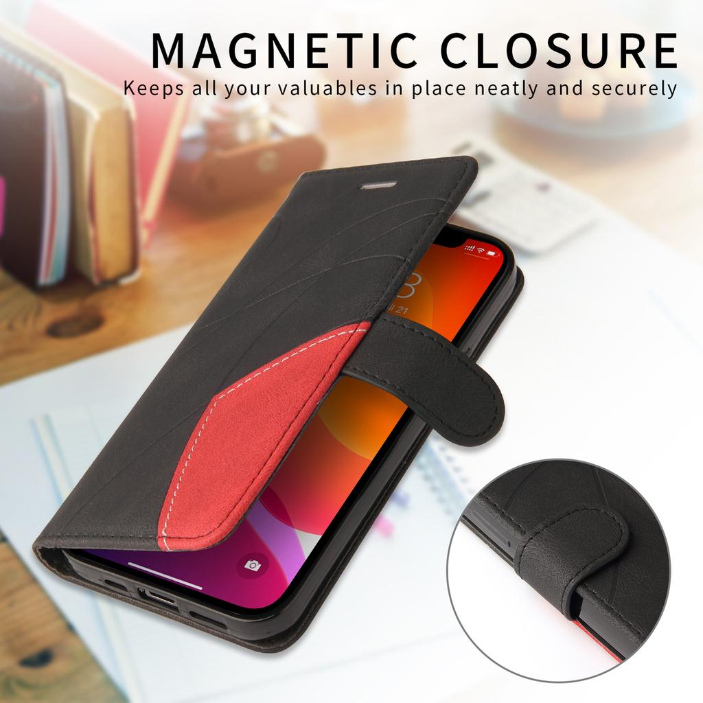 For Xiaomi Poco M6 Pro 4G/Xiaomi Redmi Note 13 Pro 4G/Xiaomi Redmi Note 14S 4G Leather Phone Case Stand Wallet with Bi-colour Splicing Design