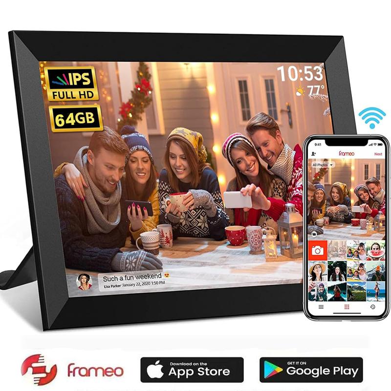 Цифровая фоторамка WiFi 10,1 дюйма, 1280*800 IPS, облачная интеллектуальная цифровая фоторамка высокой четкости, 64 ГБ памяти, настенное крепление