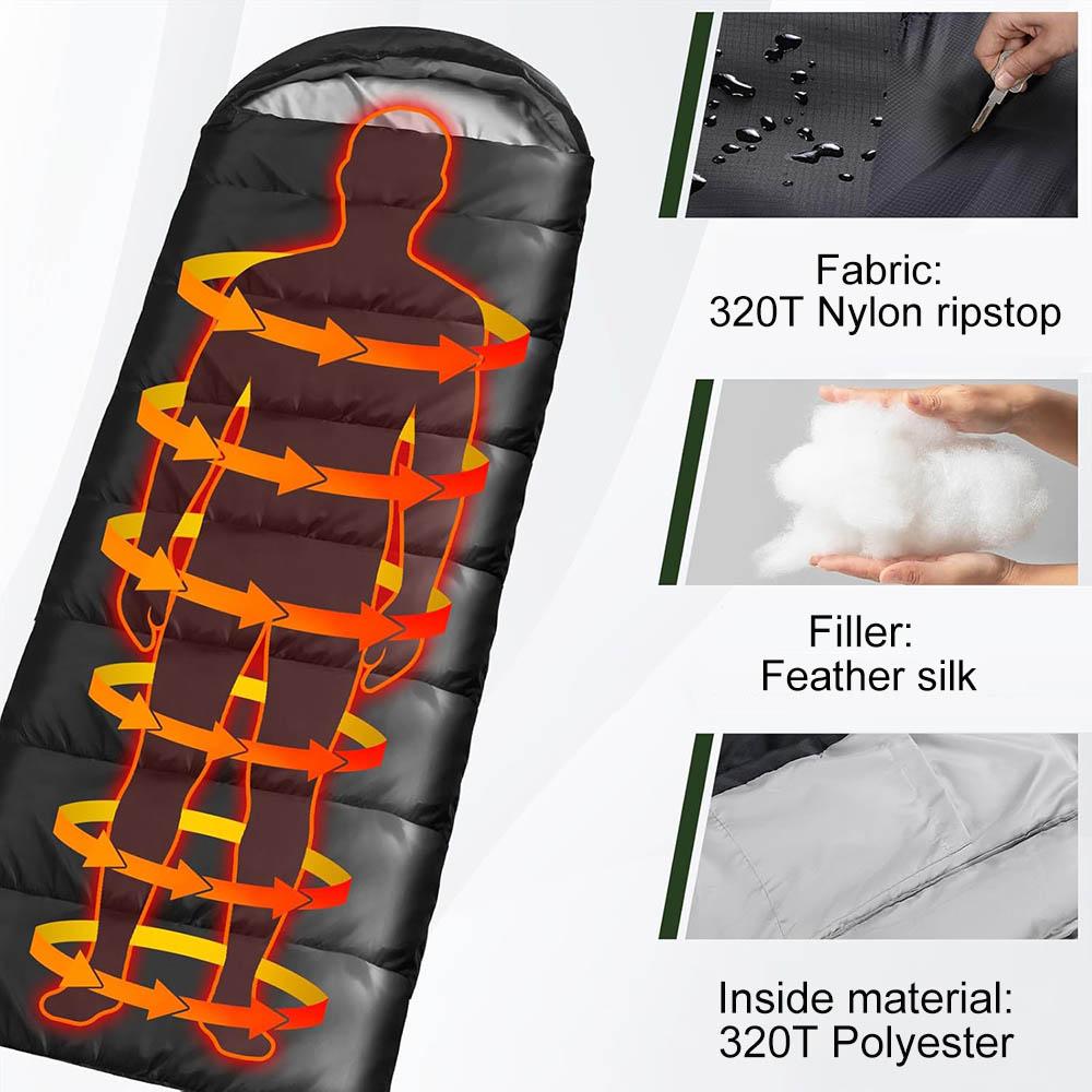 Туристические спальные мешки разной толщины для температуры от 14 до 68℉ Ультралегкий и толстый теплый дорожный спальный мешок с компрессионным чехлом