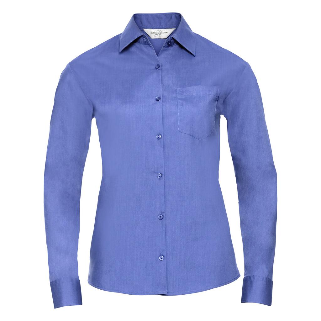 Russell Collection Womens/Ladies Poplin Easy-Care Long-Sleeved Shirt