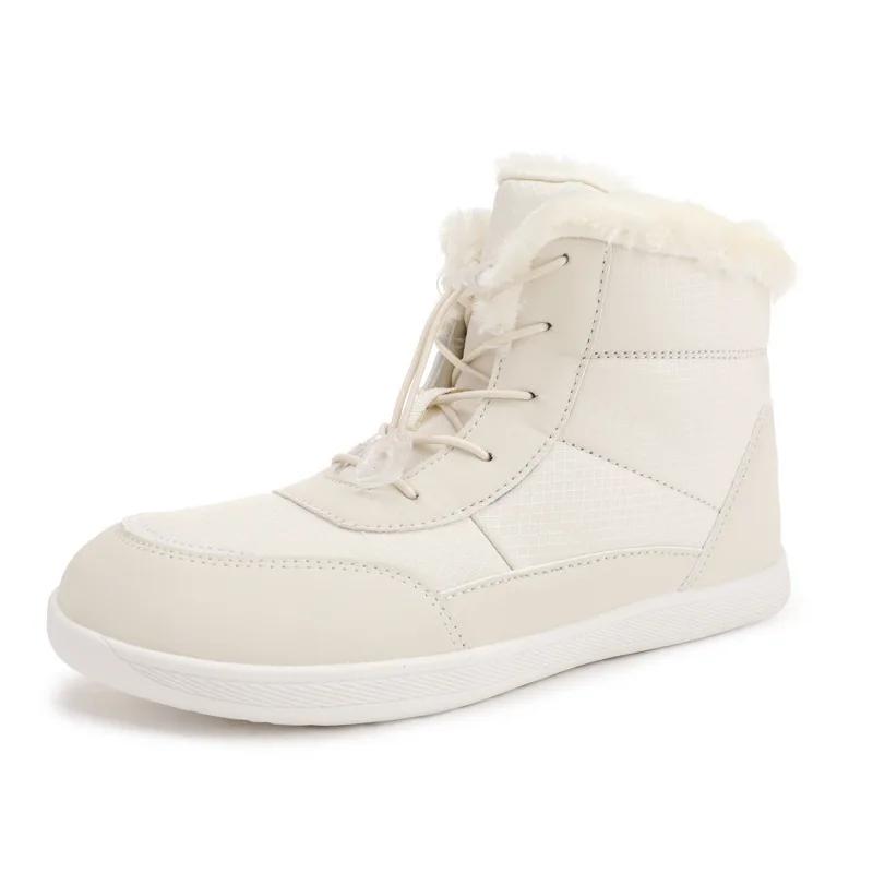 Women's Winter Snow Boots Fur Lined Barefoot Boots Wide Toe Box Ankle Booties Walking Boots Outdoor With Plush Cotton Shoes