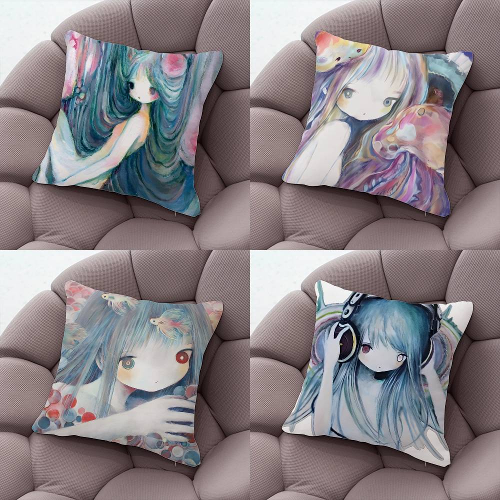 Kkikuo Art Anime Cartoon Pillowcase Pillows for Sofa Cover Decoration Home Decor Items Luxury Pillow Covers Cushion Cushions