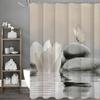 Занавеска для душа Zen Stone Butterfly Белый цветок, Декоративная занавеска для ванной, Водонепроницаемая занавеска для душа с крючками