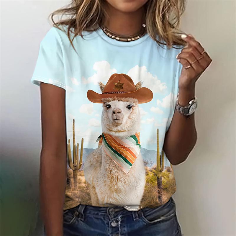 3D Printed Cartoon Animal T-Shirt For Women Funny Pattern T Shirts Summer Casual Loose Tees Street Short Sleeves O-Neck Tops