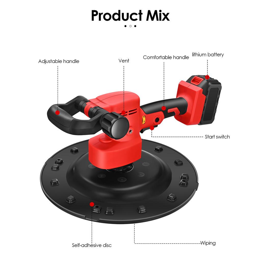 1700W Cement Plaster Sander Grinder with Auto Cement Mixing Rod Electric Concrete Mortar Trowel Wall Polishing Machine