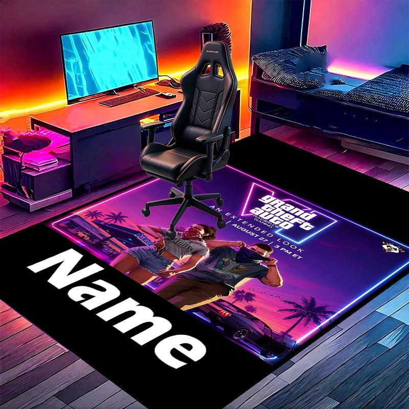 Custom Name Personalized Grand Theft Auto VI Print Carpet, Versatile Home Decor Rug, for Playroom, Apartment, Balcony, Entryway, Hallway Gift