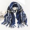 Checkered Tassel Scarf for Couples Versatile for Commuting  Warm Scarf Extended European and American High End Shawl