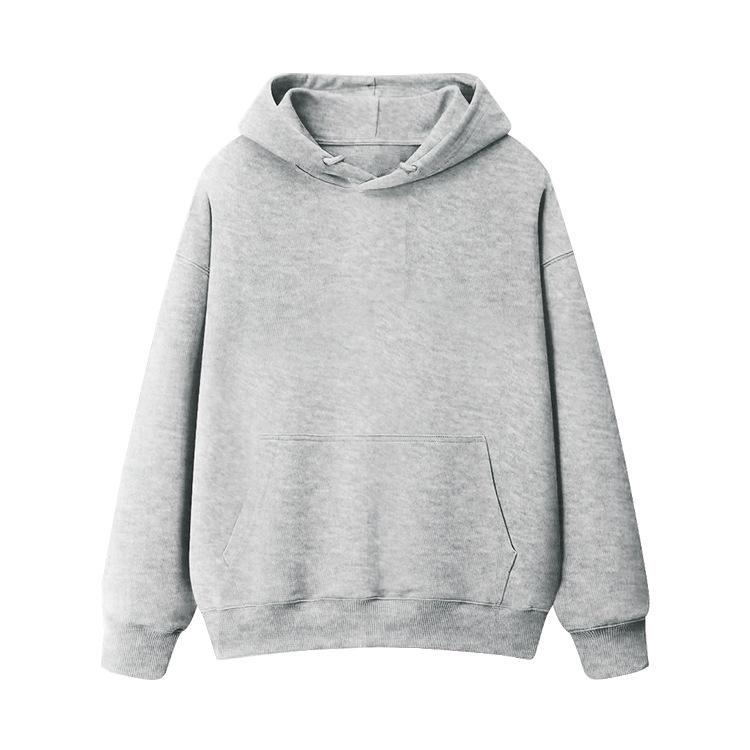 Fleece-Lined Thickened Hua Cotton Drop-Shoulder Hoodie - 2023 Autumn/Winter Solid Color Loose Hooded Sweatshirt with High Neck