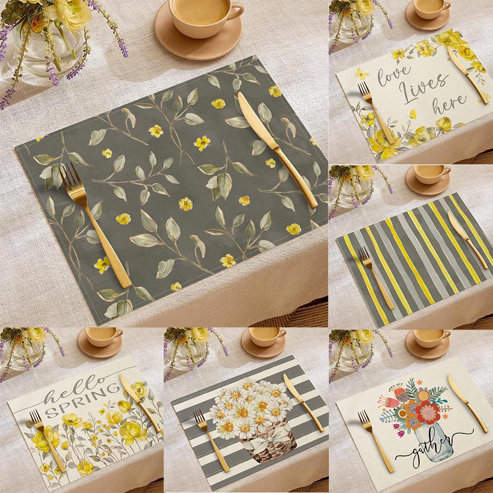 Художественные цветочные подставки с цитатой «Gather» Милые акварельные цветочные дизайны Термостойкие настольные коврики для обеденного стола