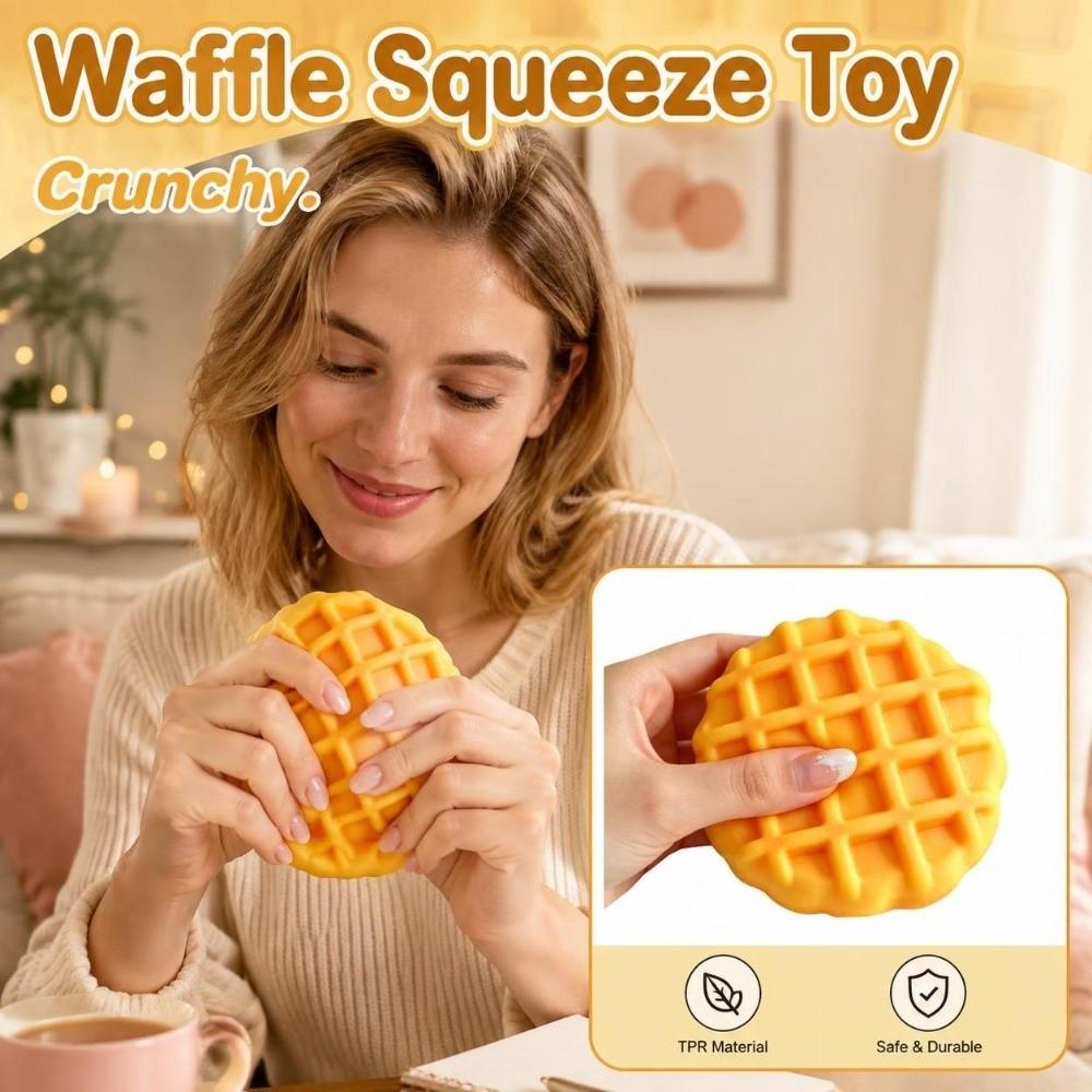 Building Blocks Crackling Waffle Squishy Toy Sound Effects Realistic Dessert Pinch for Kids Adults