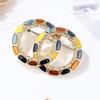 Pearl Colorful Enamel Double Circle Brooch Coat Scarf Pin Luxury Jewelry