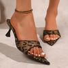 Fashion Sexy Pointed Toe High Heel Sandals for Women Summer 2025 New Leopard Printed Party Slippers Woman Thin High Heeled Banquet Shoes