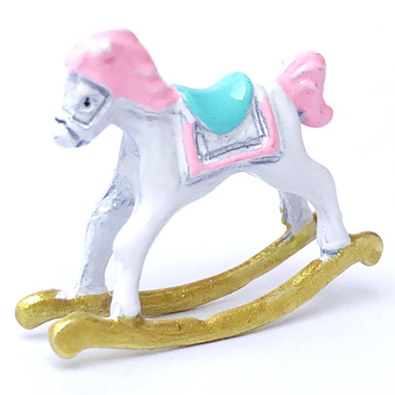 Dollhouse Miniature Colored Rocking Horse Chair Nursery Room Furniture 1:12 Doll House Accessories Toys for Children