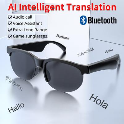 Умные очки с ИИ для интеллектуального перевода, совместимые с Bluetooth 5.4, беспроводные солнцезащитные очки, беспроводная гарнитура для мужчин и женщин