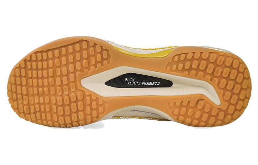 Li Ning Непобедимый Нет. ACE Амортизирующие Нескользящие Низкие Бадминтонные Кроссовки Мужские Белый Золотой AYAR015-4